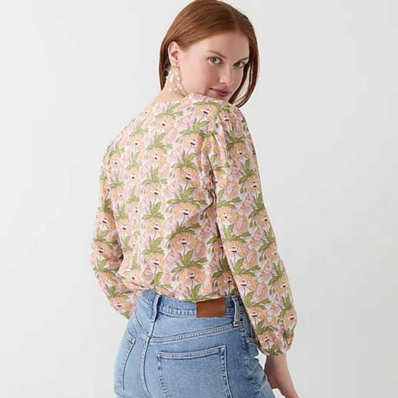 Women's XL J Crew keyhole popover top in Liberty Butterfield poppy shirt - Picture 4 of 11